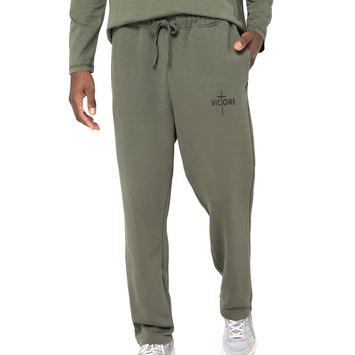 visual_Kaki Pantalon de jogging Chrétien personnalisable unisexe ample