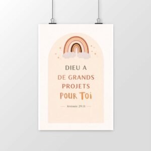 Poster vertical - Affiche 'Dieu a des projets pour toi' encre vegan
