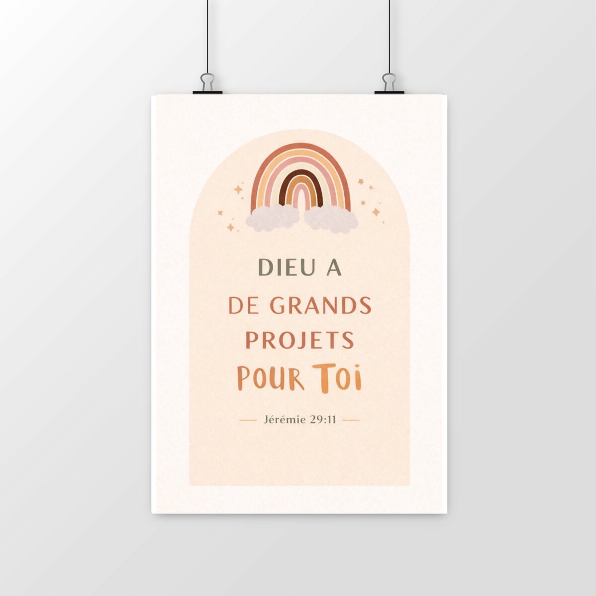 portrait_0 Poster vertical - Affiche 'Dieu a des projets pour toi' encre vegan