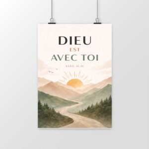 Accueil Poster vertical - Affiche enfant chrétien : Dieu est avec toi