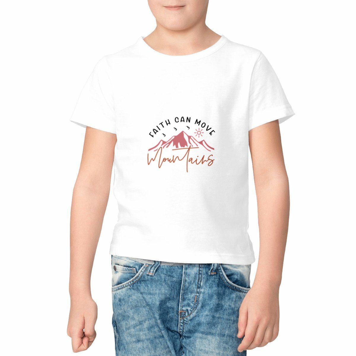 visual_Blanc T-shirt Enfant Léger - Un Message d'Amour et de Foi