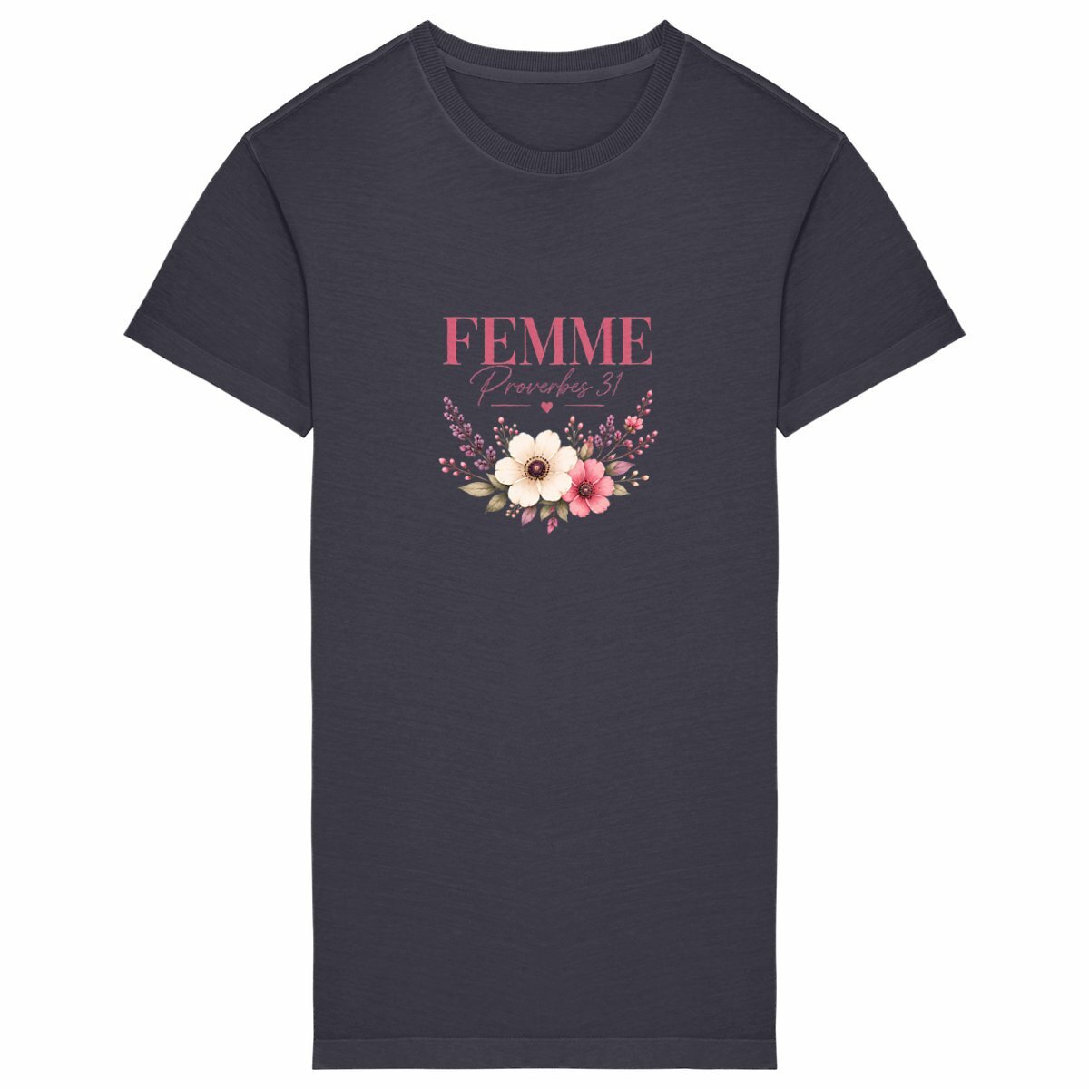 face_grisanthracite_0 Robe T-shirt Vintage Femme : Proverbe 31 Éco-Responsable