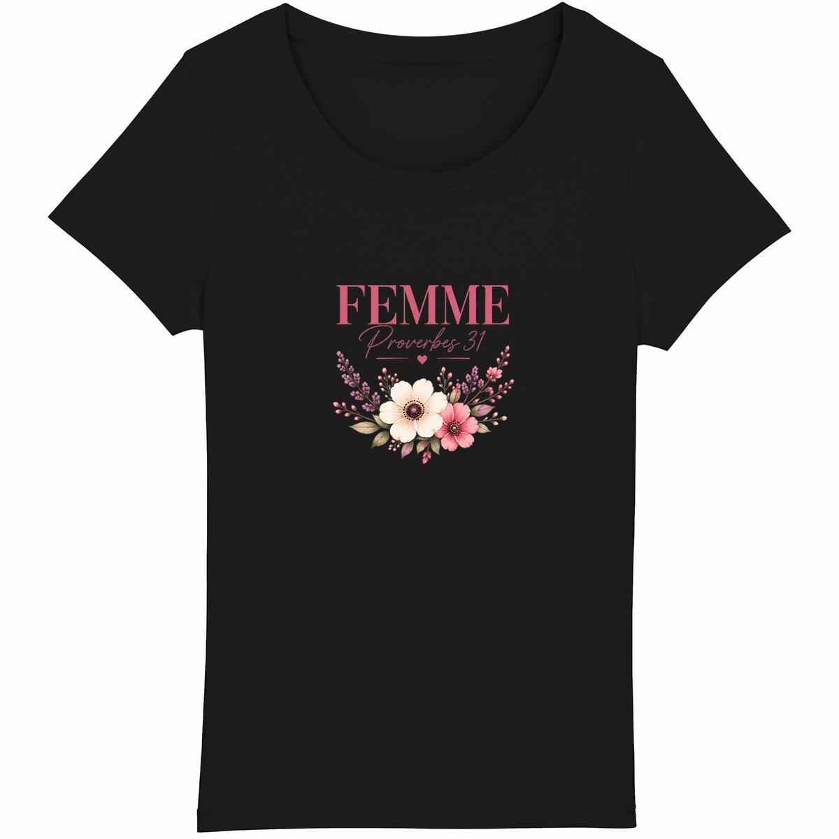 face_noir_1 T-shirt Femme Léger – Proverbe 31, Éclat de Foi